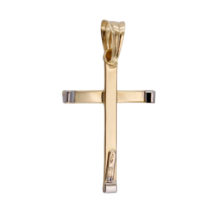 Ciondolo Pendente Collana Forma Croce moderna In Oro Giallo 18 kt - immagine 4