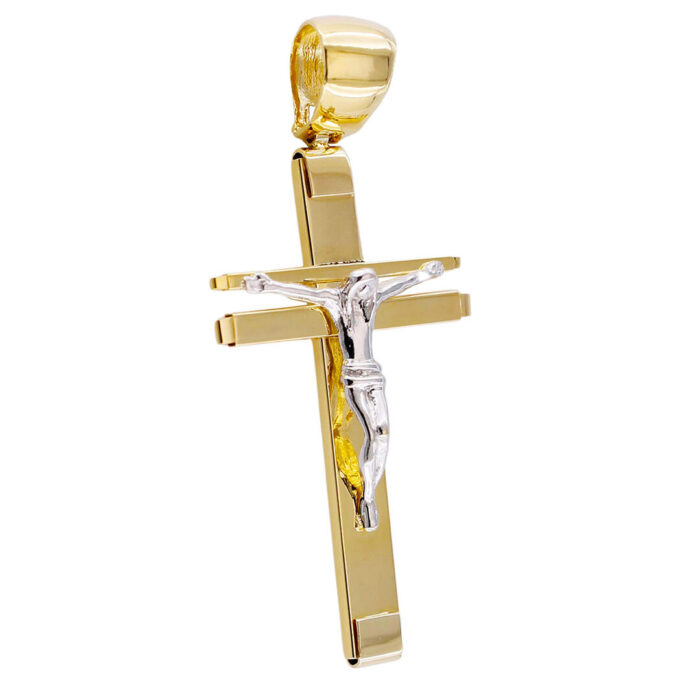 Croce Pendente per Collana in Oro Giallo 18 kt con Gesù in oro Bianco - immagine 3