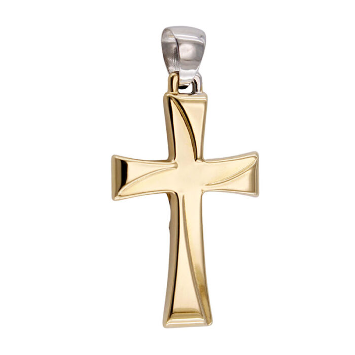 Croce per collana In Oro Giallo 18 kt lucido con Gesù Oro Bianco - immagine 4