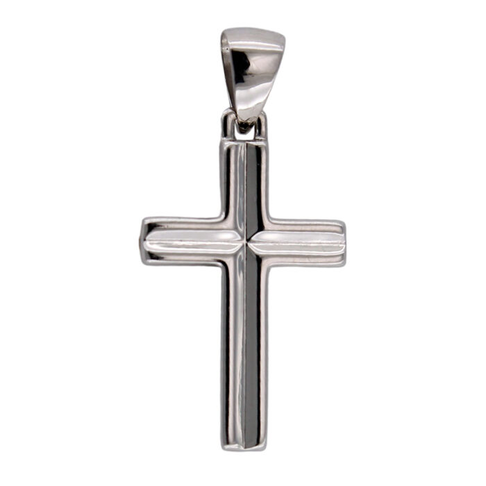 Pendente Collana Croce Moderna in Oro Bianco e Giallo 18 kt - immagine 4