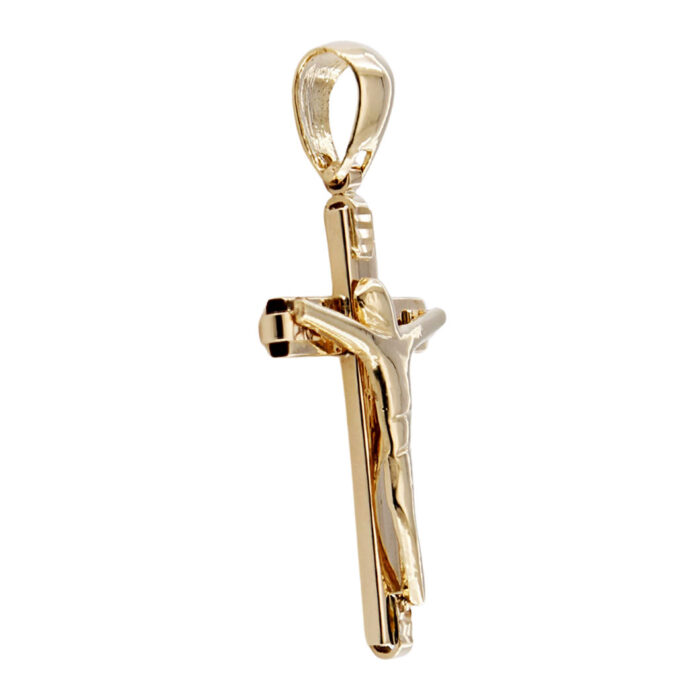 Pendente Collana forma Croce con Gesù in Oro Giallo 18 kt - immagine 2