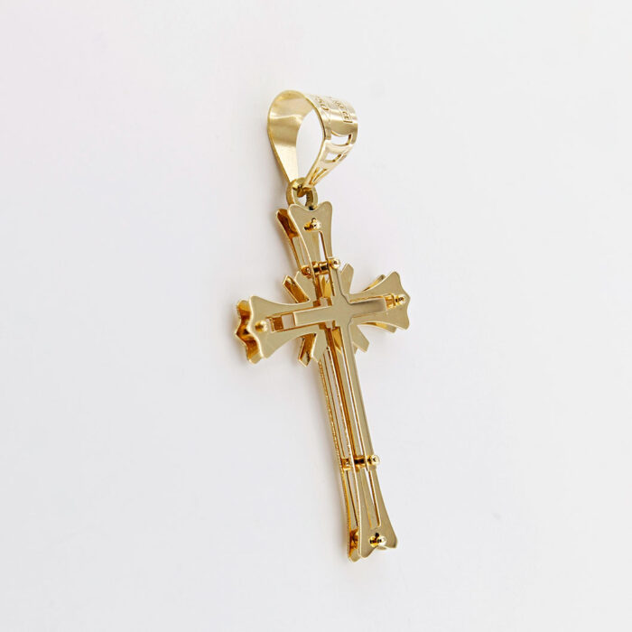 Pendente Forma Croce Tribale 3 lastre In Oro Giallo 18 kt - immagine 2