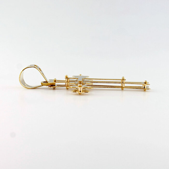 Pendente Forma Croce Tribale 3 lastre In Oro Giallo 18 kt - immagine 3