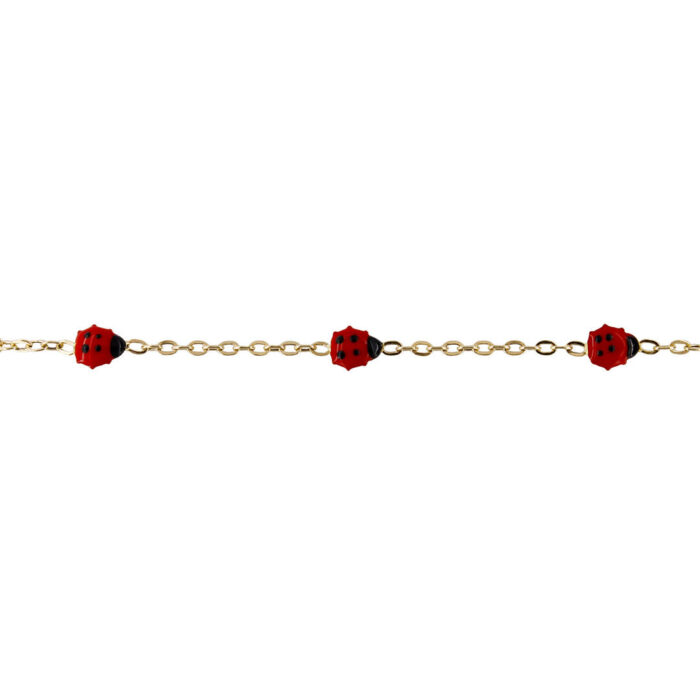 Bracciale Bimba Battesimo Oro Giallo 18 kt con Coccinelle Smaltate - immagine 2