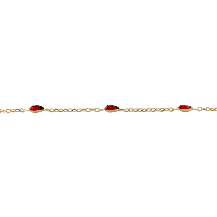 Bracciale Bimba Battesimo Oro Giallo 18 kt con Coccinelle Smaltate - immagine 3