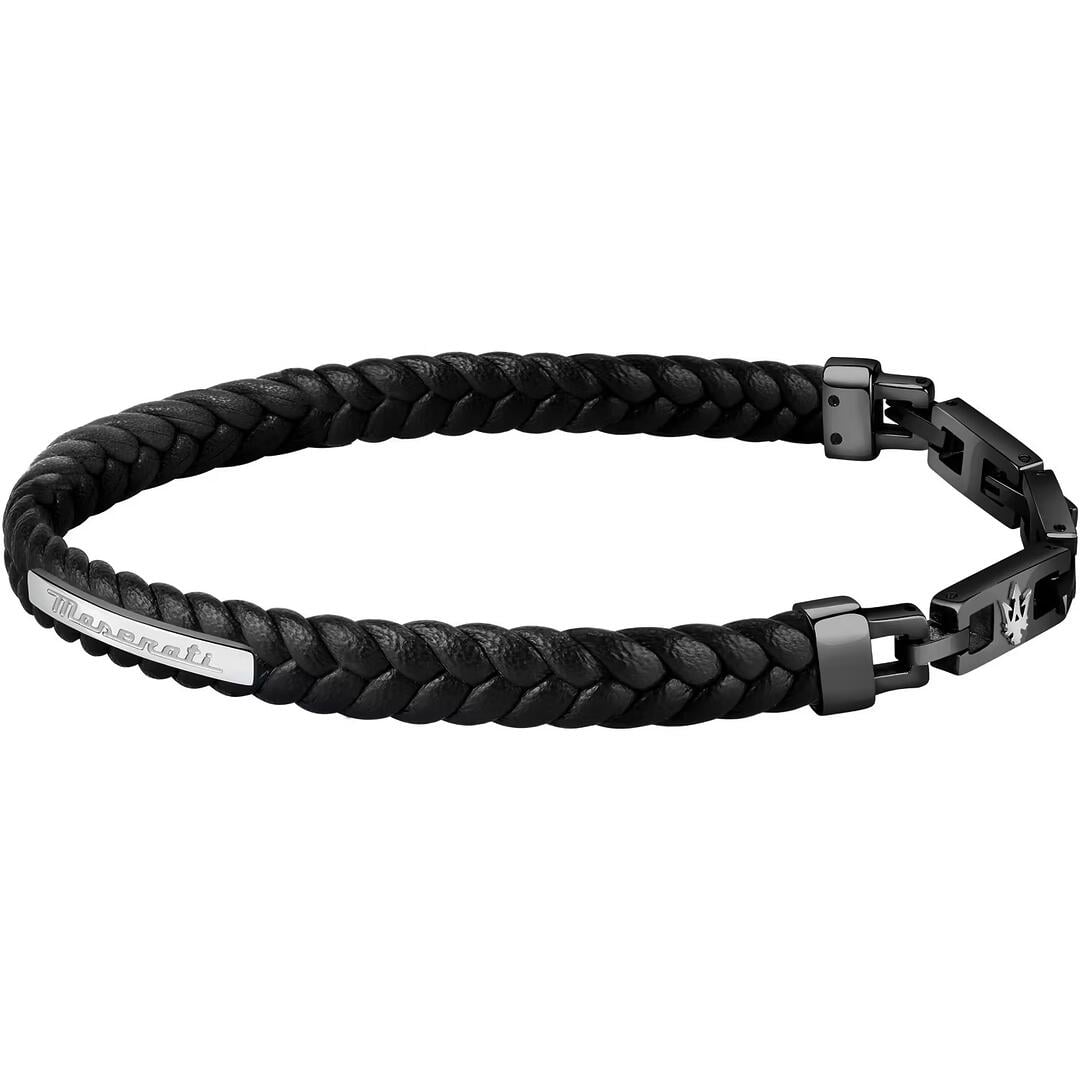 Bracciale Uomo Maserati J Pelle nero JM222AVE02-Fichera Preziosi Bracciale Uomo Maserati J Pelle nero JM222AVE02 - immagine 1