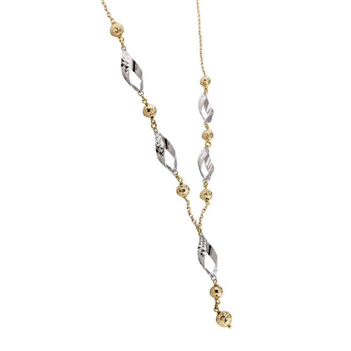 Collana Collier in Oro Giallo e Bianco 18 kt Sfere ed Elementi Diamantati a laser - immagine 3