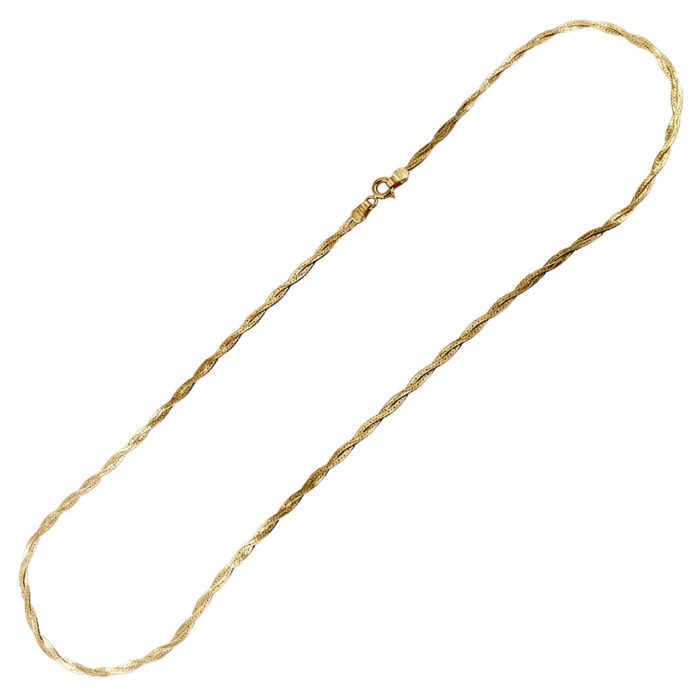 Collana Girocollo in Oro Giallo 18 kt Spiga Intrecciata e Diamantata - immagine 3