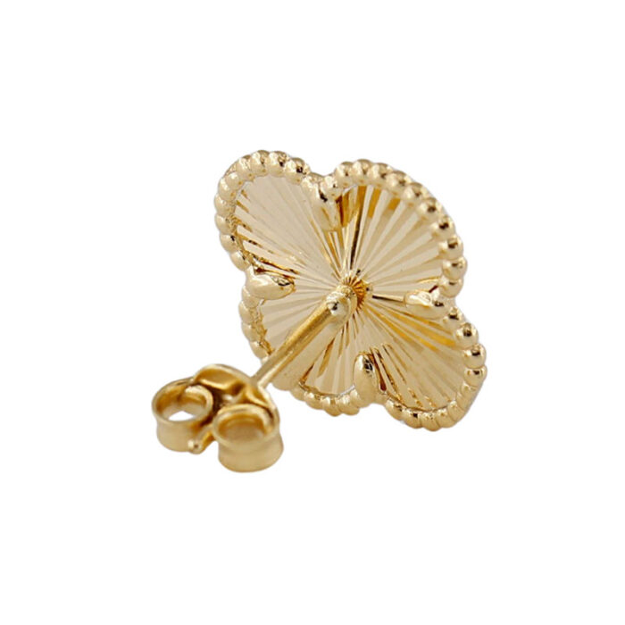 Orecchini Donna Forma Quadrifoglio in Oro Giallo 18 kt Diamantata - immagine 4