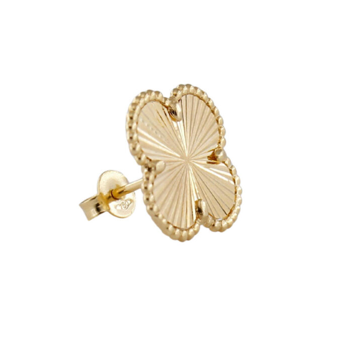 Orecchini Donna Forma Quadrifoglio in Oro Giallo 18 kt Diamantata - immagine 2