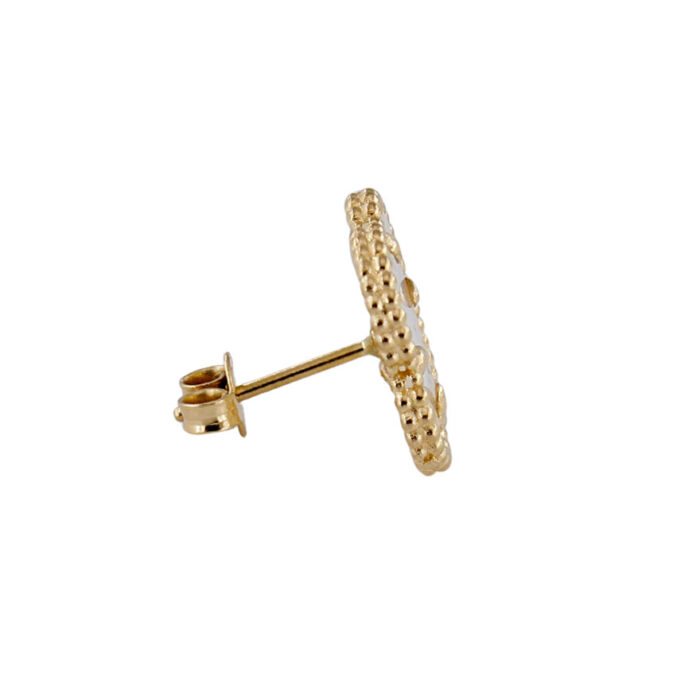 Orecchini Donna Forma Quadrifoglio in Oro Giallo 18 kt e Madreperla - immagine 2