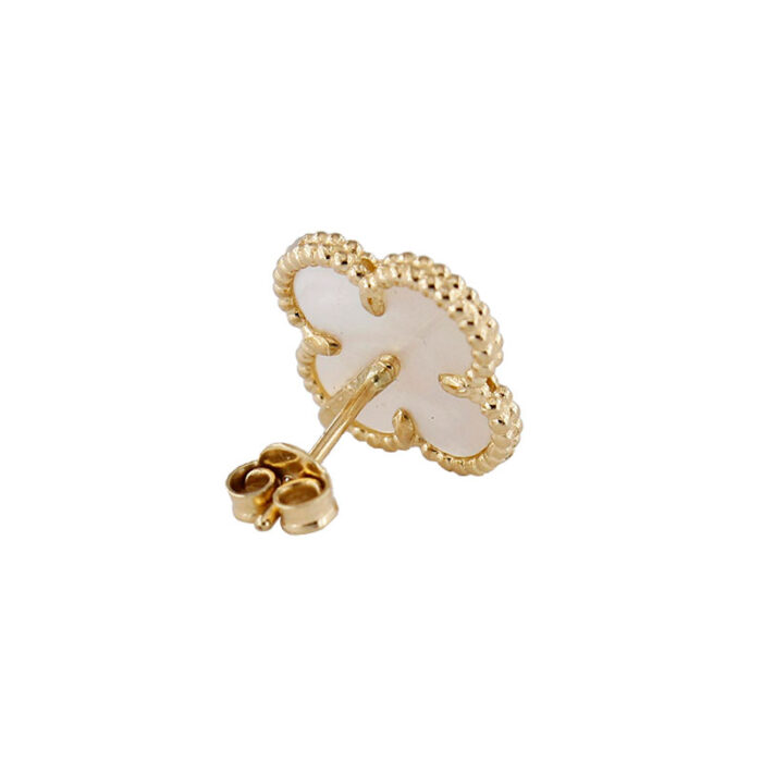 Orecchini Donna Forma Quadrifoglio in Oro Giallo 18 kt e Madreperla - immagine 3