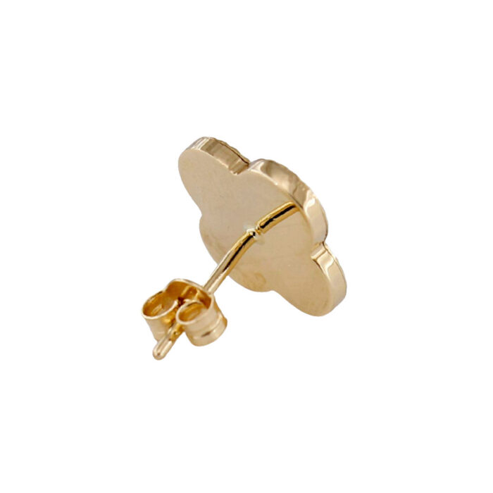 Orecchini Donna Forma Quadrifoglio in Oro Giallo 18 kt e Onice Nero - immagine 2