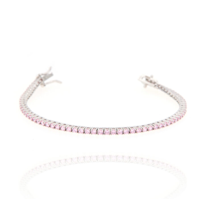 Bracciale Donna Tennis in Argento 925 con Zirconi Rosa da 2 mm - immagine 3