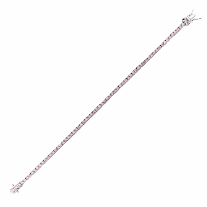 Bracciale Donna Tennis in Argento 925 con Zirconi Rosa da 2 mm - immagine 5