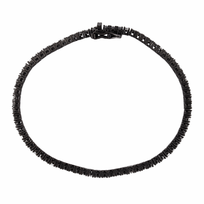 Bracciale Tennis Argento 925 Rodio nero con Zirconi Neri e Bianchi - immagine 2