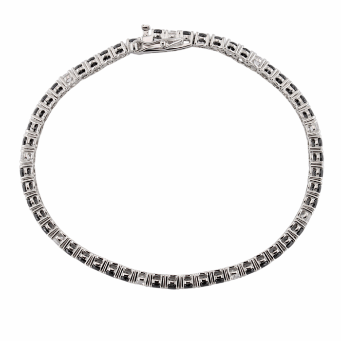 Bracciale Tennis Argento 925 con Zirconi Neri e Bianchi 3 mm - Unisex - immagine 3