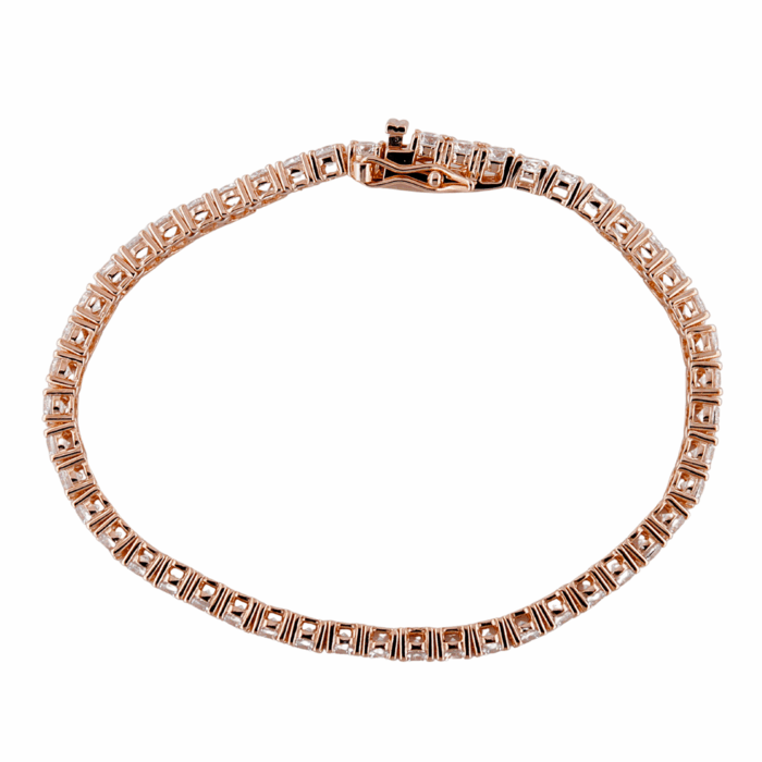 Bracciale Tennis Donna in Argento 925 Oro Rosa con Zirconi da 3 mm - immagine 2
