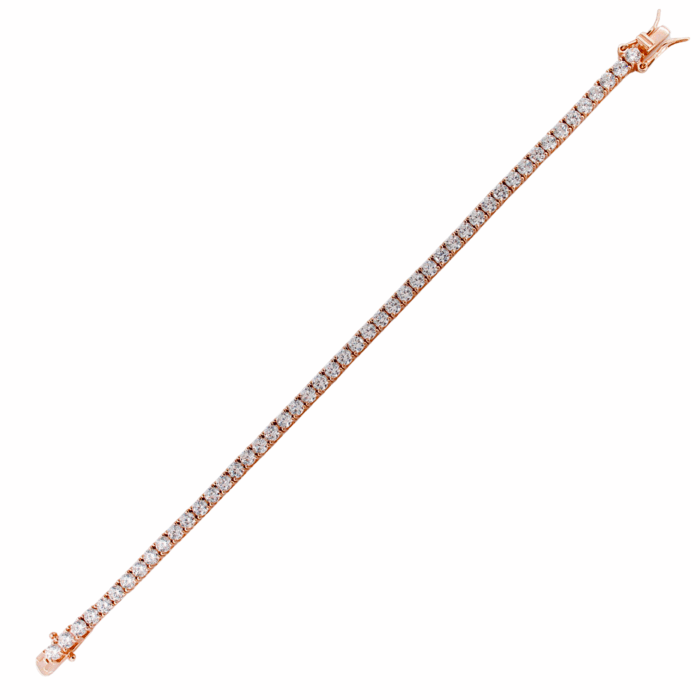Bracciale Tennis Donna in Argento 925 Oro Rosa con Zirconi da 3 mm - immagine 4