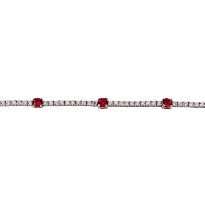 Bracciale Tennis Donna in Argento 925 con Zirconi Bianchi e Rosso Rubino - immagine 2
