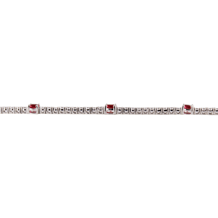 Bracciale Tennis Donna in Argento 925 con Zirconi Bianchi e Rosso Rubino - immagine 3