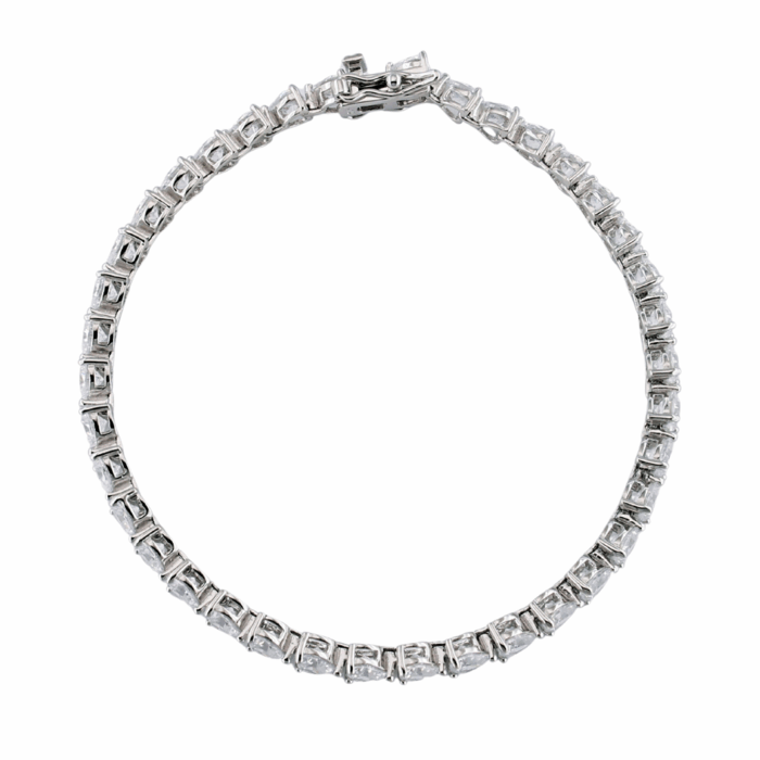 Bracciale Tennis Donna in Argento 925 con Zirconi Taglio Cuore - immagine 3