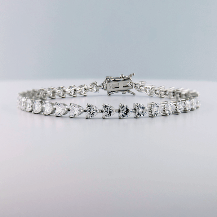 Bracciale Tennis Donna in Argento 925 con Zirconi Taglio Cuore - immagine 2