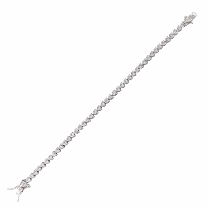 Bracciale Tennis Donna in Argento 925 con Zirconi Taglio Cuore - immagine 5