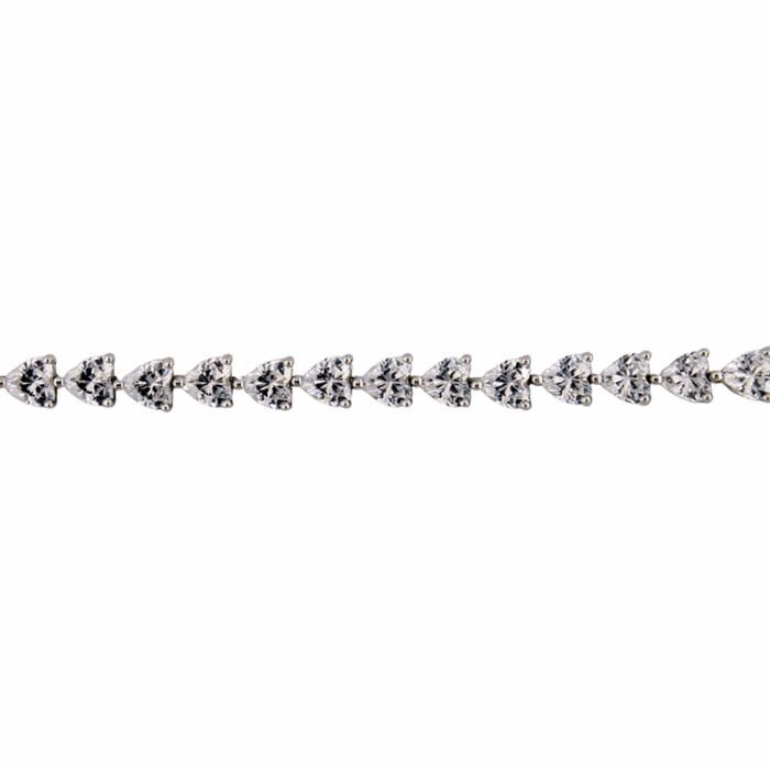 Bracciale Tennis Donna in Argento 925 con Zirconi Taglio Cuore - immagine 4