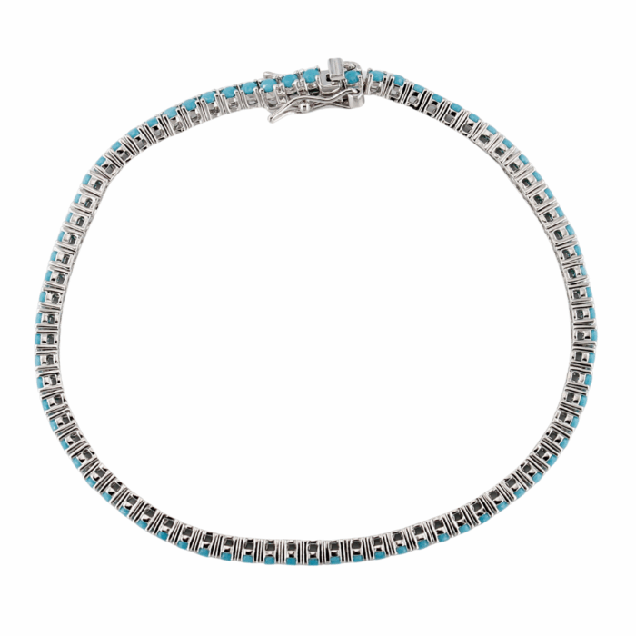 Bracciale Unisex Tennis in Argento 925 con Turchese da 2 mm - immagine 2