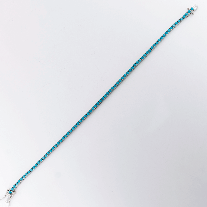 Bracciale Unisex Tennis in Argento 925 con Turchese da 2 mm - immagine 4