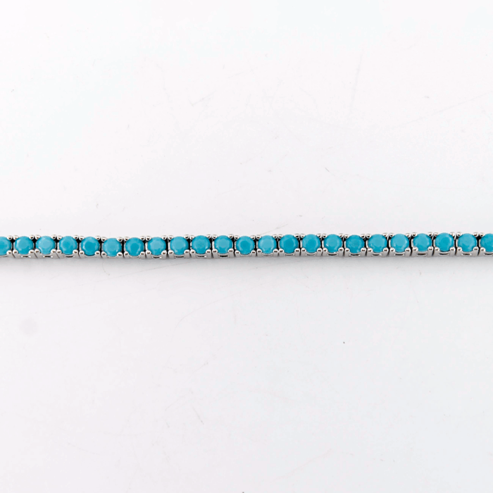 Bracciale Unisex Tennis in Argento 925 con Turchese da 2 mm - immagine 3