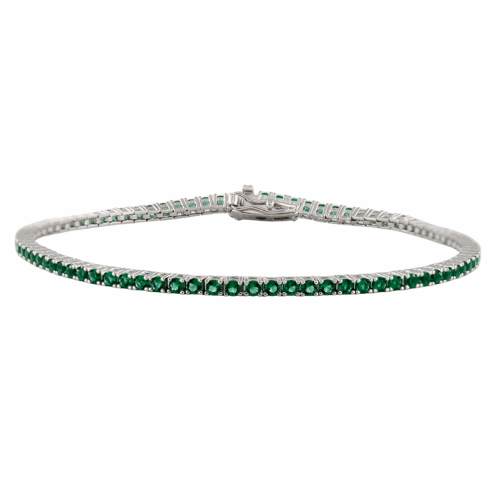 Bracciale Tennis in Argento 925 con Zirconi Verde Smerlaldo da 2 mm - Unisex - immagine 2