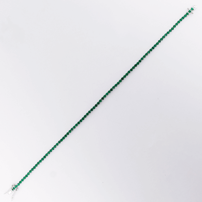 Bracciale Tennis in Argento 925 con Zirconi Verde Smerlaldo da 2 mm - Unisex - immagine 4