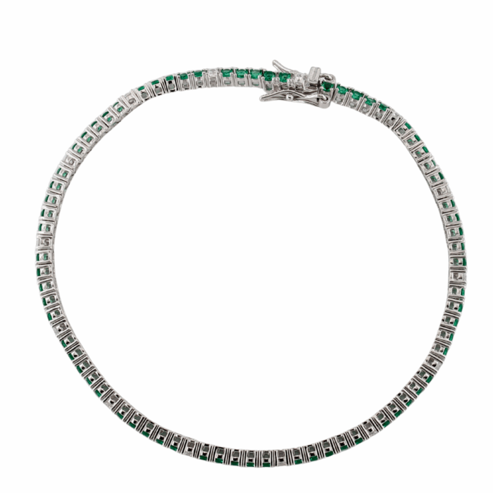 Bracciale Uomo Tennis in Argento 925 con Zirconi Verde Smeraldo e Bianchi - immagine 3