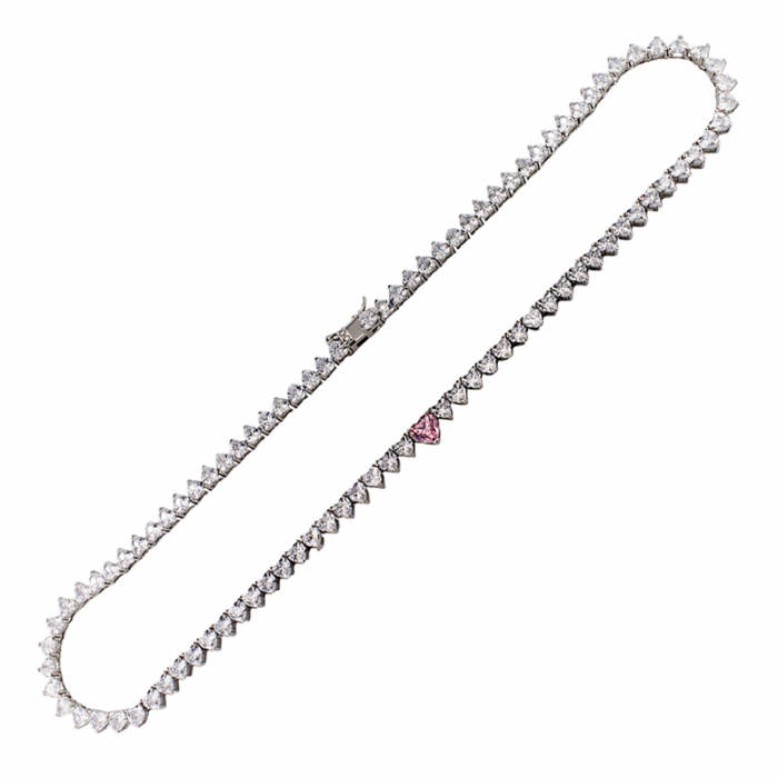 Collana Donna Tennis in Argento 925 con Zirconi Taglio Cuore da 4 mm - immagine 3