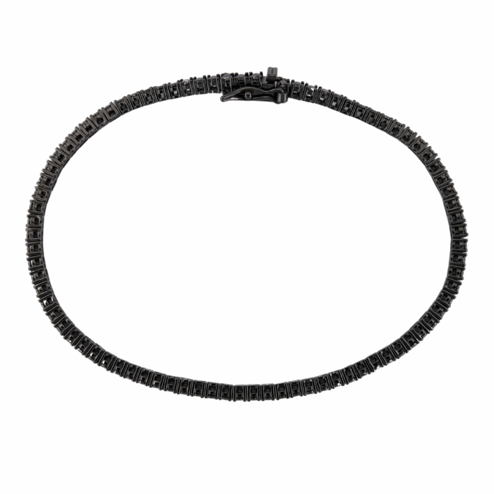 Bracciale Tennis Uomo Argento 925 Rodio nero con Zirconi Total Black 3 mm - immagine 2