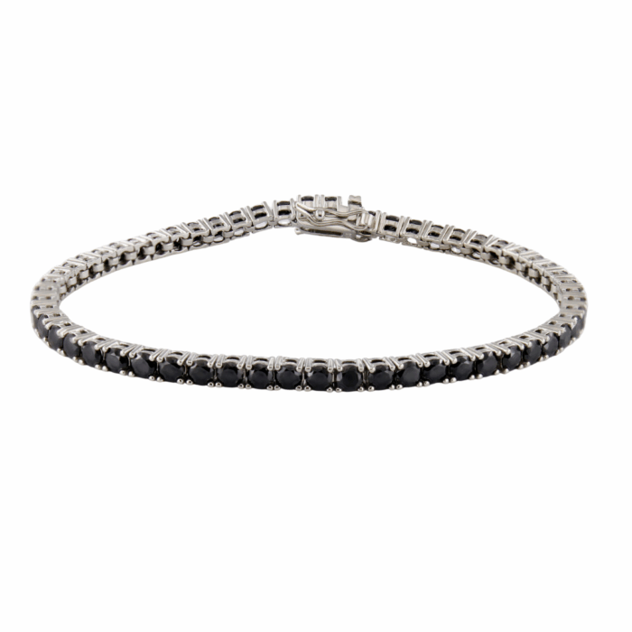 Bracciale Tennis Argento 925 con Zirconi Neri 3 mm - Unisex - immagine 2