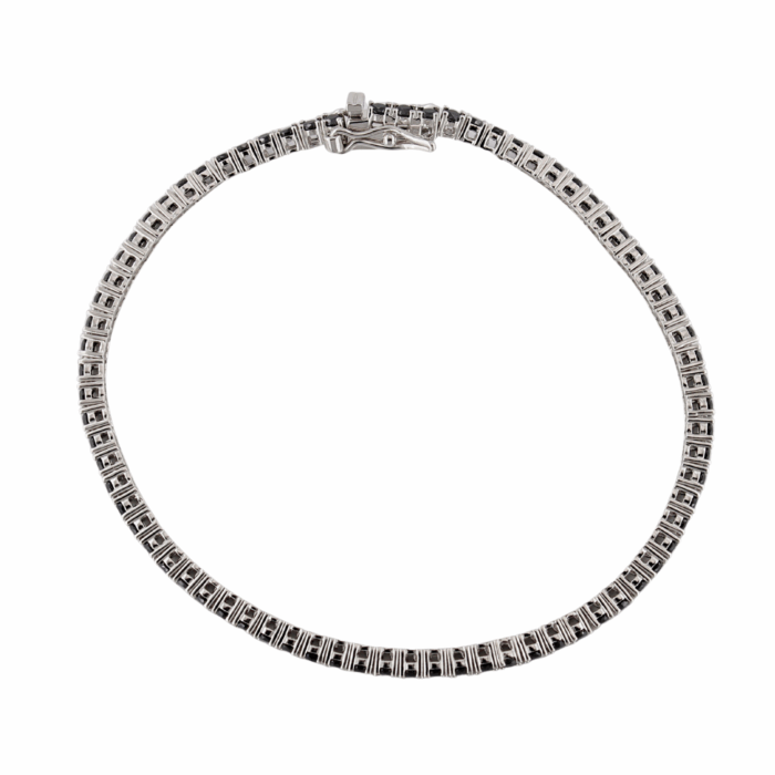 Bracciale Tennis Argento 925 con Zirconi Neri 2 mm - Unisex - immagine 3