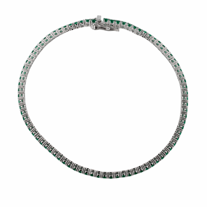 Bracciale Tennis in Argento 925 con Zirconi Verde Smerlaldo da 2 mm - Unisex - immagine 5