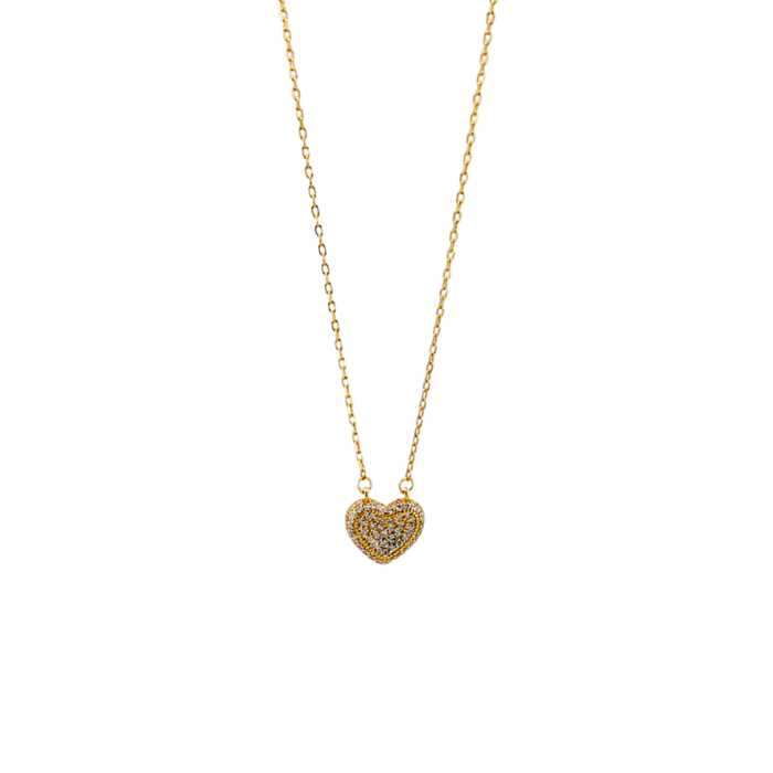 Collana donna in Argento 925 Oro giallo Cuore e Pavè di Zirconi - immagine 2