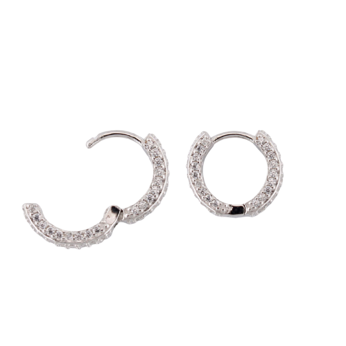 Orecchini Donna Boccole in Argento 925 con Zirconi Blu Zaffiro - immagine 2