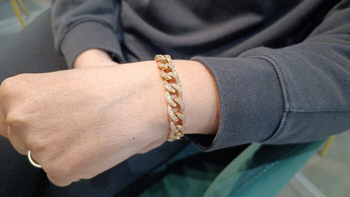 Bracciale LUSSO Grumetta In Oro Rosa 18 kt con Diamanti Naturali Brown - immagine 2