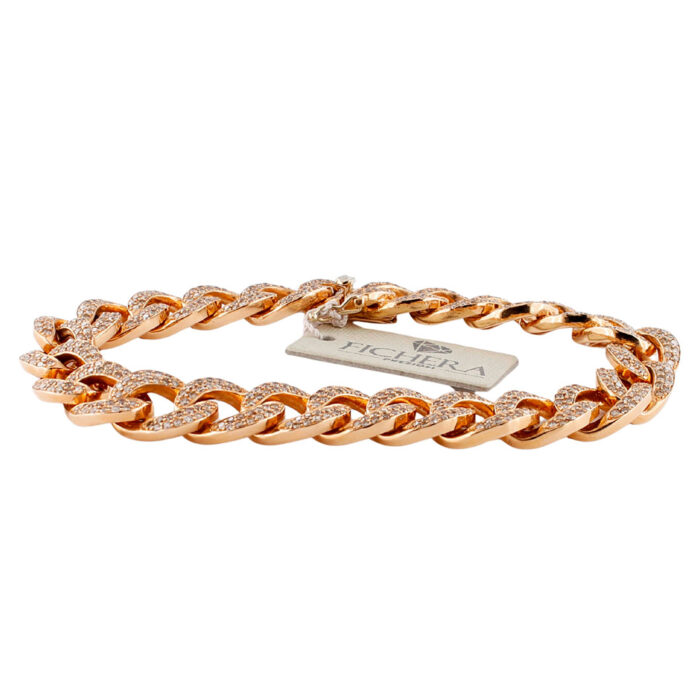 Bracciale LUSSO Grumetta In Oro Rosa 18 kt con Diamanti Naturali Brown - immagine 3