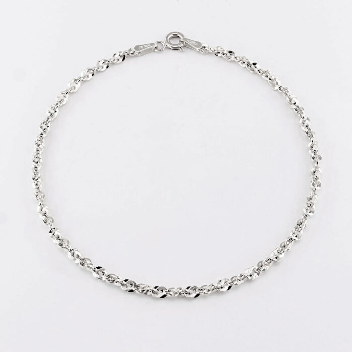 Bracciale Donna Corda Diamantata In Oro Bianco 18 kt 18 cm - immagine 2