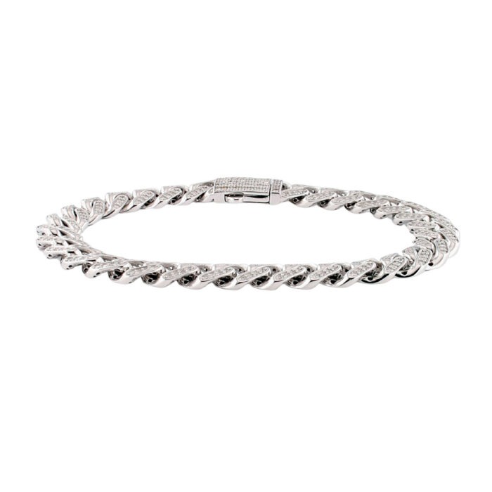 Bracciale LUSSO Grumetta In Oro Bianco 18 kt con Diamanti Naturali da 2.44 ct F Color - immagine 3