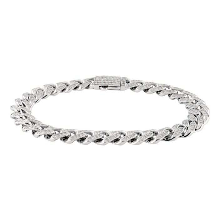 Bracciale LUSSO Grumetta In Oro Bianco 18 kt con Diamanti Naturali da 2.44 ct F Color - immagine 2