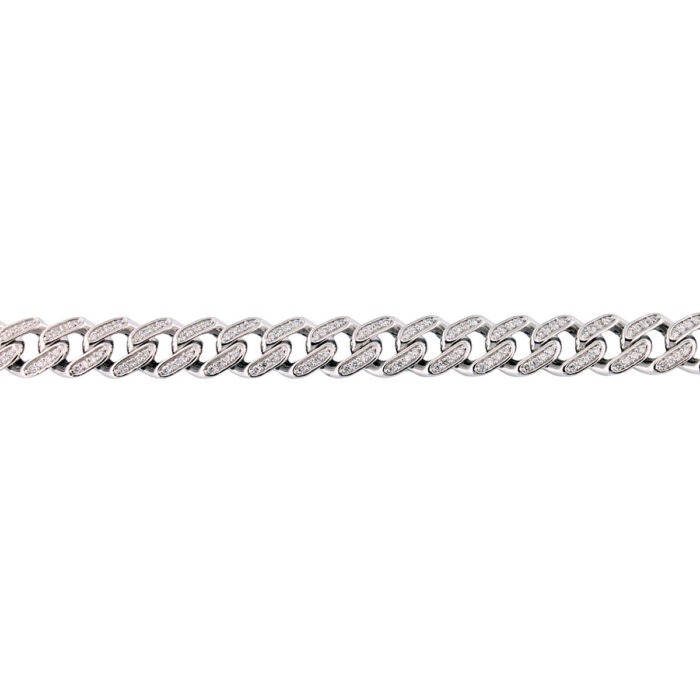 Bracciale LUSSO Grumetta In Oro Bianco 18 kt con Diamanti Naturali da 2.44 ct F Color - immagine 4