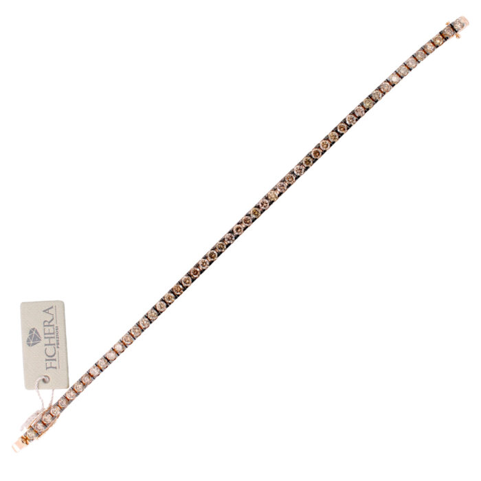 Bracciale Tennis LUSSO in Oro Rosa 18 kt Diamanti Brown da 8,30 ct Rodio Nero - immagine 6