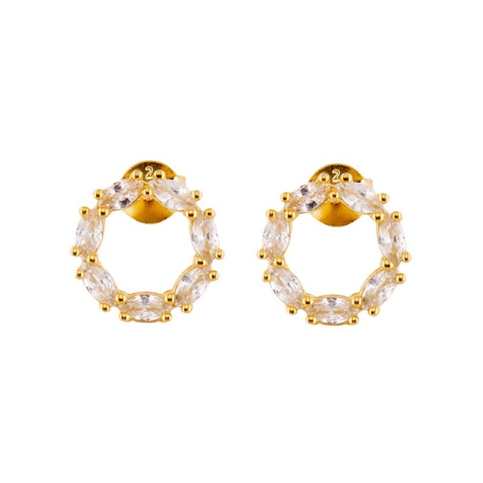 Orecchini Donna in Argento 925 Dorato con Zirconi Marquise - immagine 2